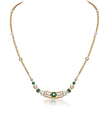 Pearl,Diamond and Emerald necklace